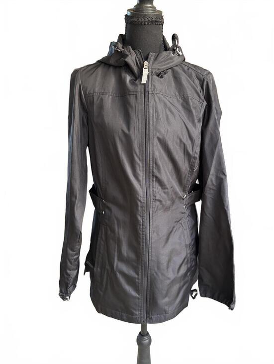 Jones New York Jackets & Blazers - Jones New York Black Hooded Lightweight WIndbreaker Jacket Small